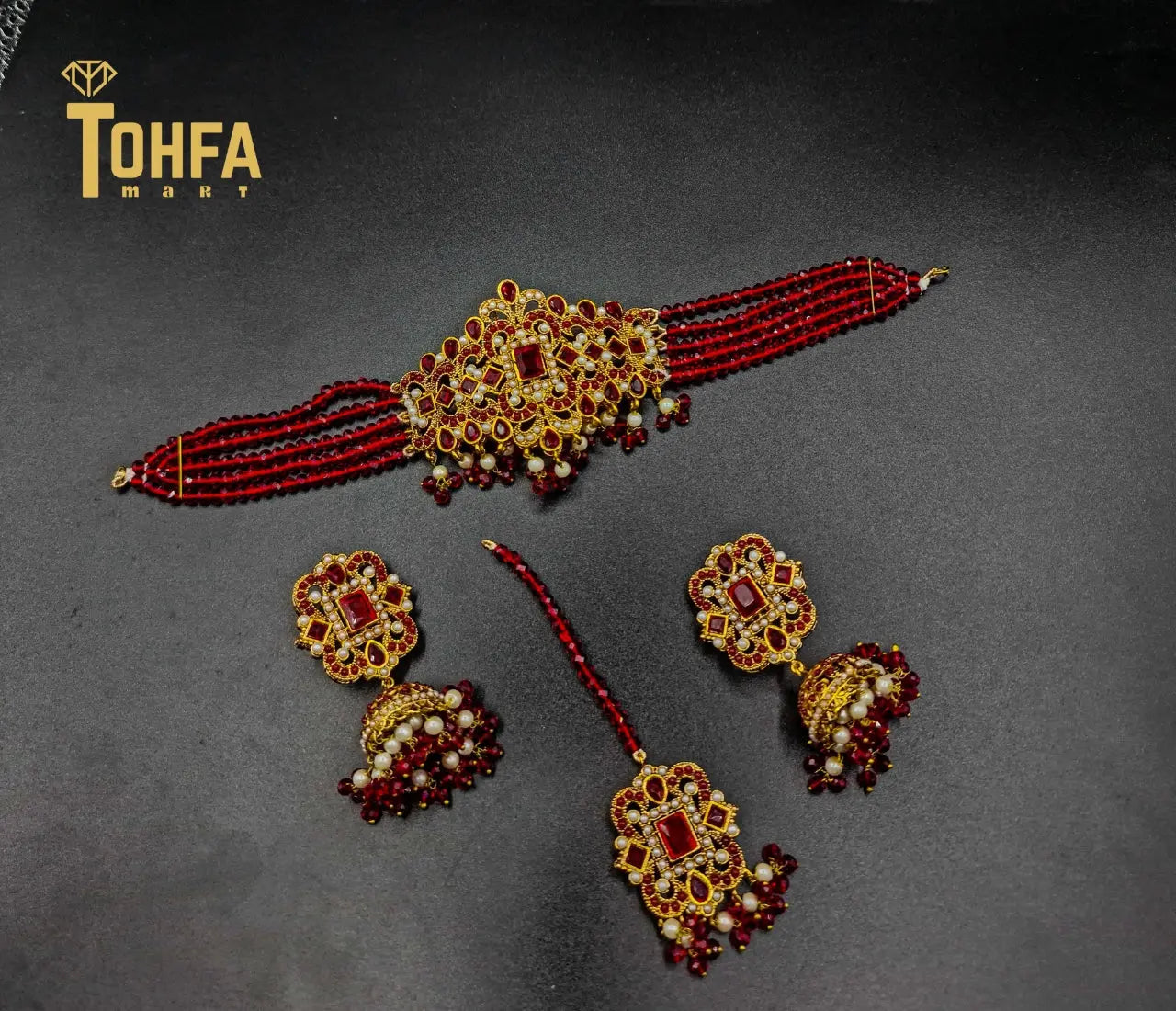 Golden Contrasted Complete Jewellery Set | High Quality | 650115 - Tohfa Mart