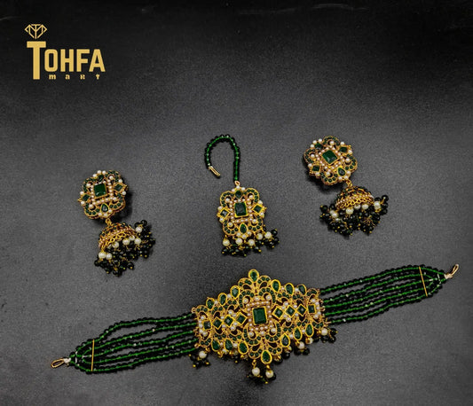 Golden Contrasted Complete Jewellery Set | High Quality | 650115 - Tohfa Mart