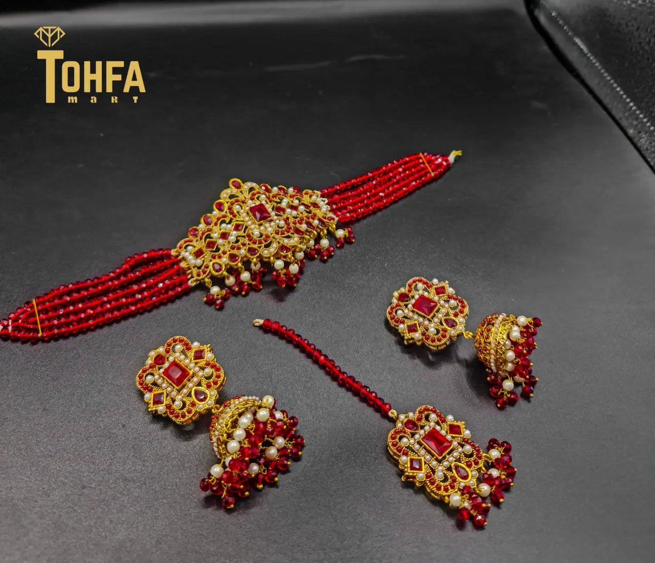Golden Contrasted Complete Jewellery Set | High Quality | 650115 - Tohfa Mart