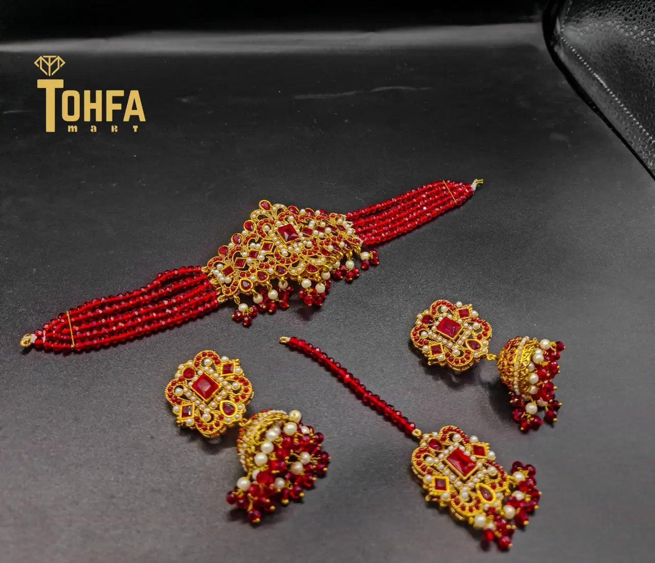 Golden Contrasted Complete Jewellery Set | High Quality | 650115 - Tohfa Mart