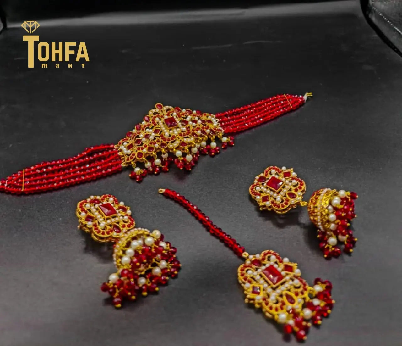 Golden Contrasted Complete Jewellery Set | High Quality | 650115 - Tohfa Mart