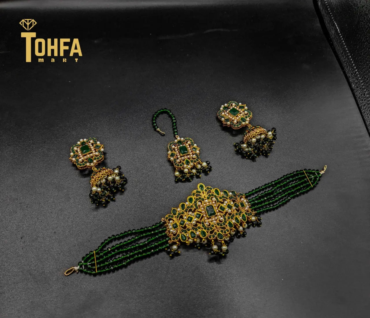 Golden Contrasted Complete Jewellery Set | High Quality | 650115 - Tohfa Mart