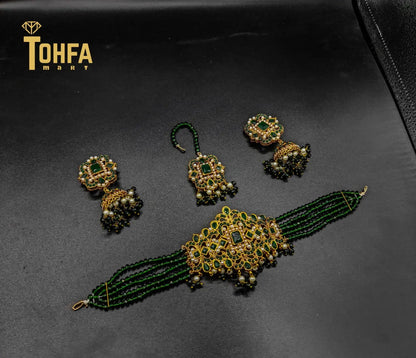 Golden Contrasted Complete Jewellery Set | High Quality | 650115 - Tohfa Mart