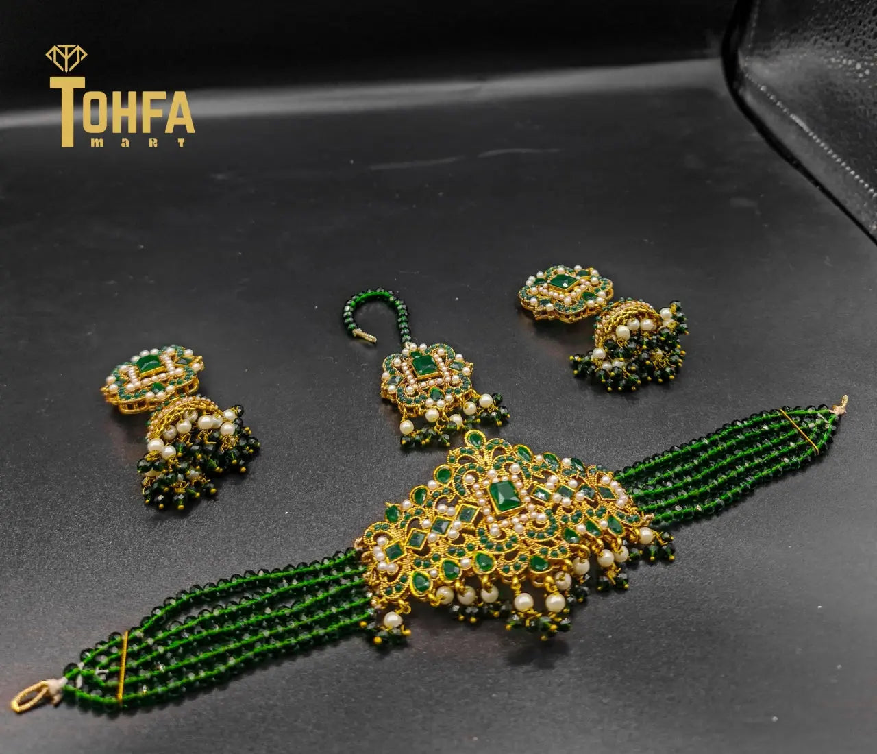 Golden Contrasted Complete Jewellery Set | High Quality | 650115 - Tohfa Mart