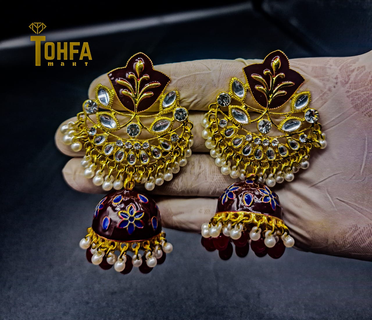 Elegant Design Red/Golden Earrings | Occasional Jewellery | 650101 - Tohfa Mart