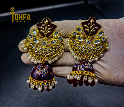 Elegant Design Red/Golden Earrings | Occasional Jewellery | 650101 - Tohfa Mart