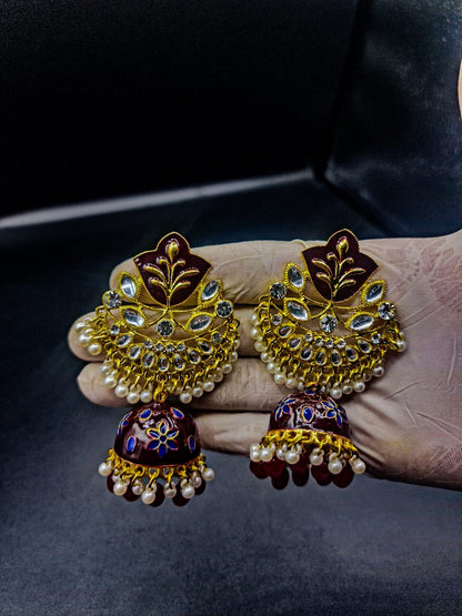 Elegant Design Red/Golden Earrings | Occasional Jewellery | 650101 - Tohfa Mart